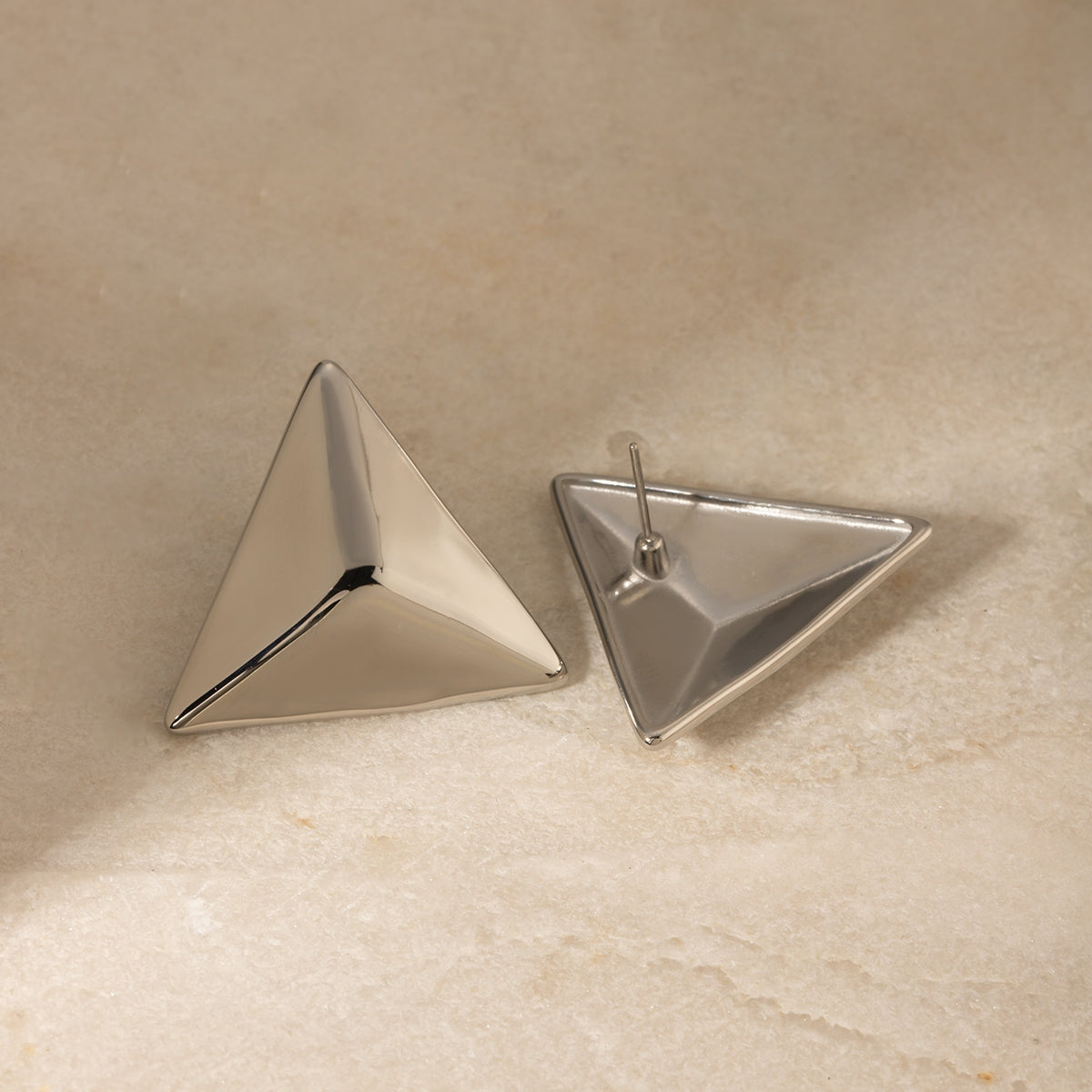 Stainless Steel 3D Triangle Earrings  Trendsi   