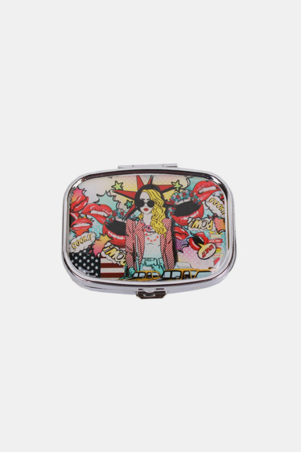 Nicole Lee USA Print Metallic Rectangular Pill Case Luxe Trendsi Pop Girl One Size 