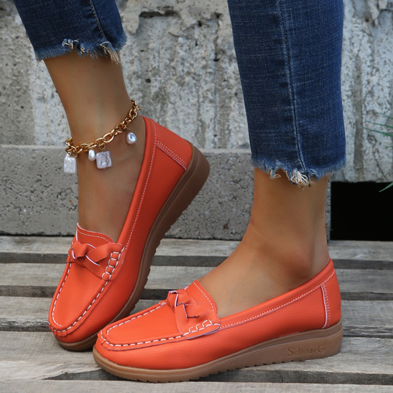 Weave Wedge Heeled Loafers  Trendsi   