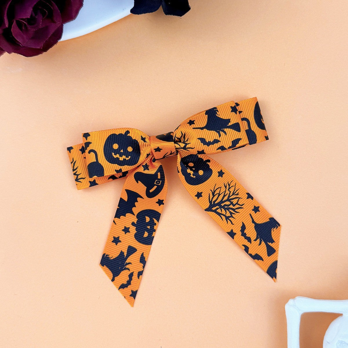 2-Piece Polyester Bow Hair Clip  Trendsi Tangerine One Size 