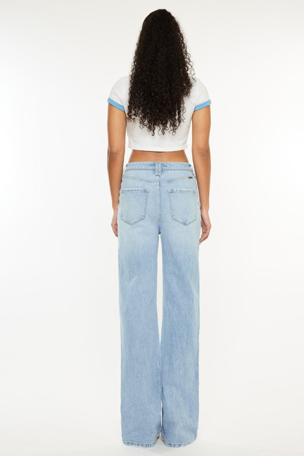 Kancan Distressed High Waist Straight Jeans  Trendsi   