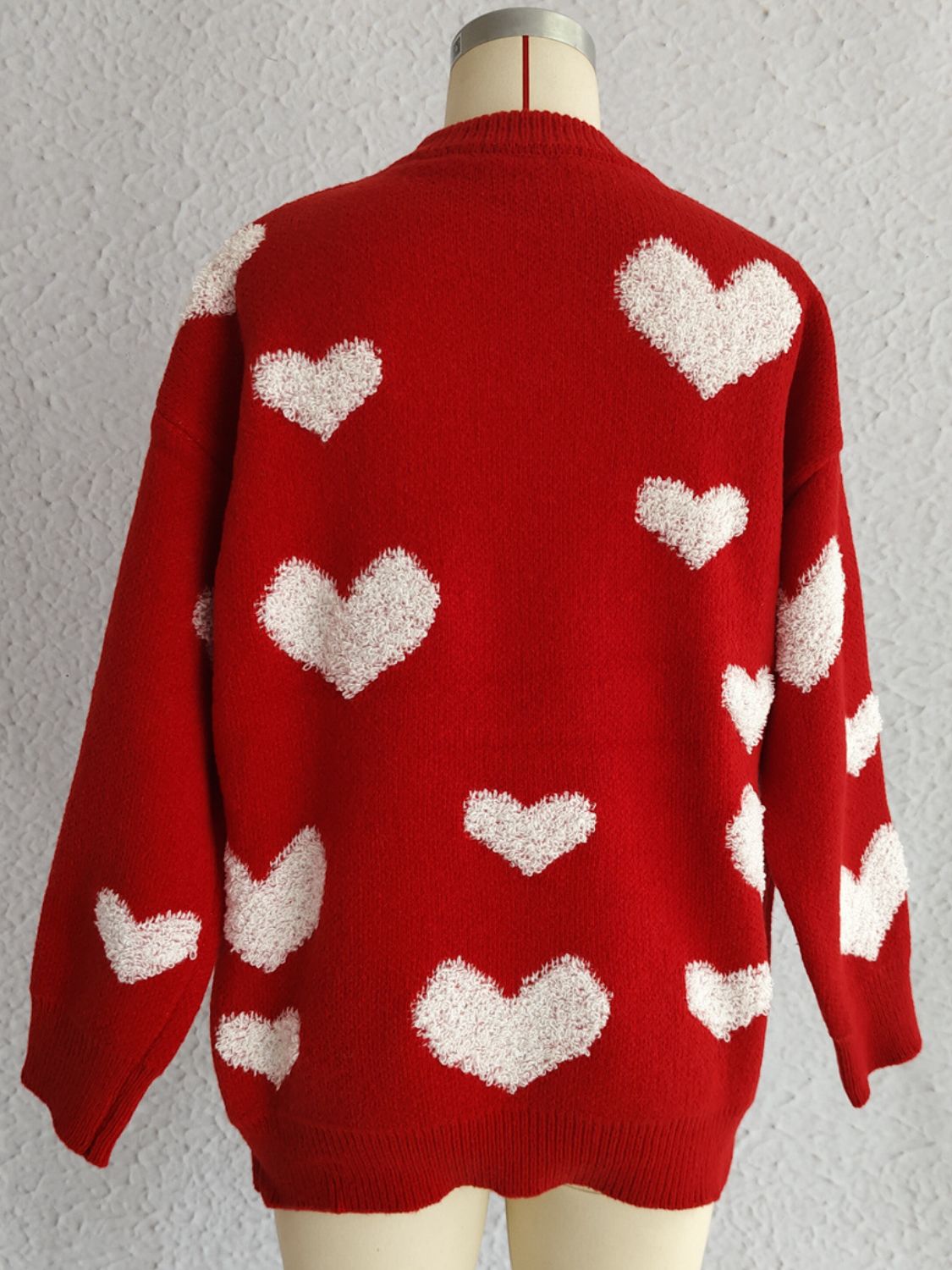 Heart Round Neck Dropped Shoulder Sweater  Trendsi   