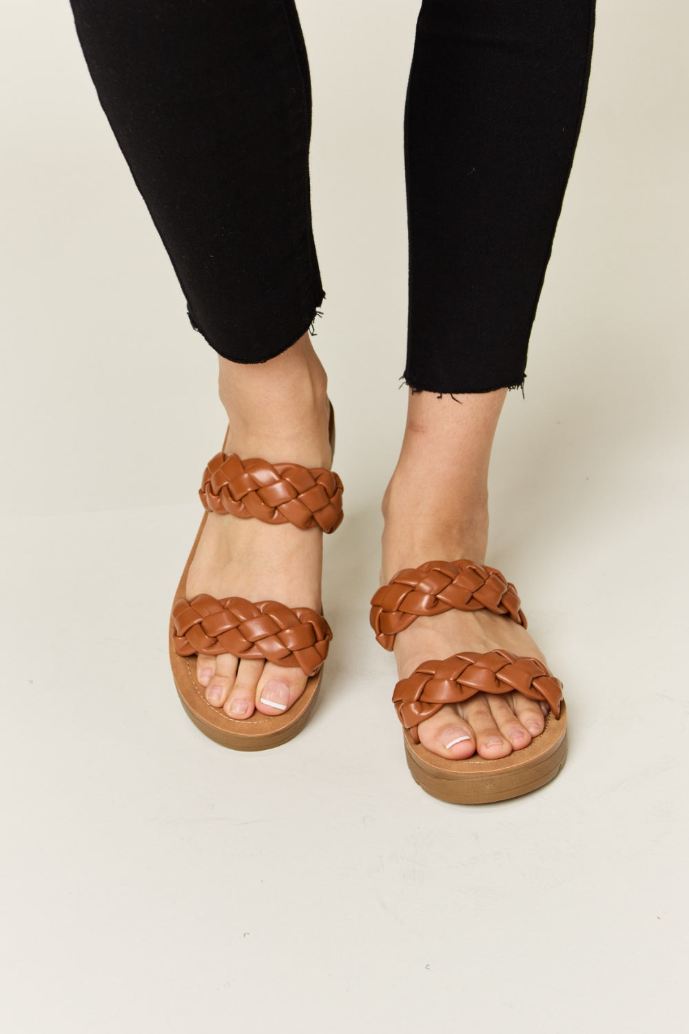 WILD DIVA Woven Dual Band Platform Sandals  Trendsi   