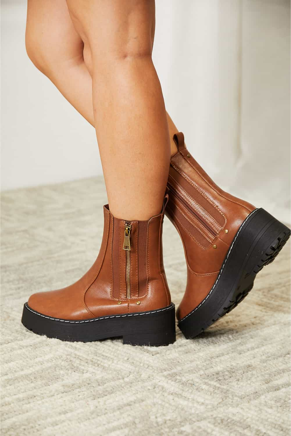 Forever Link Side Zip Platform Boots  Trendsi   