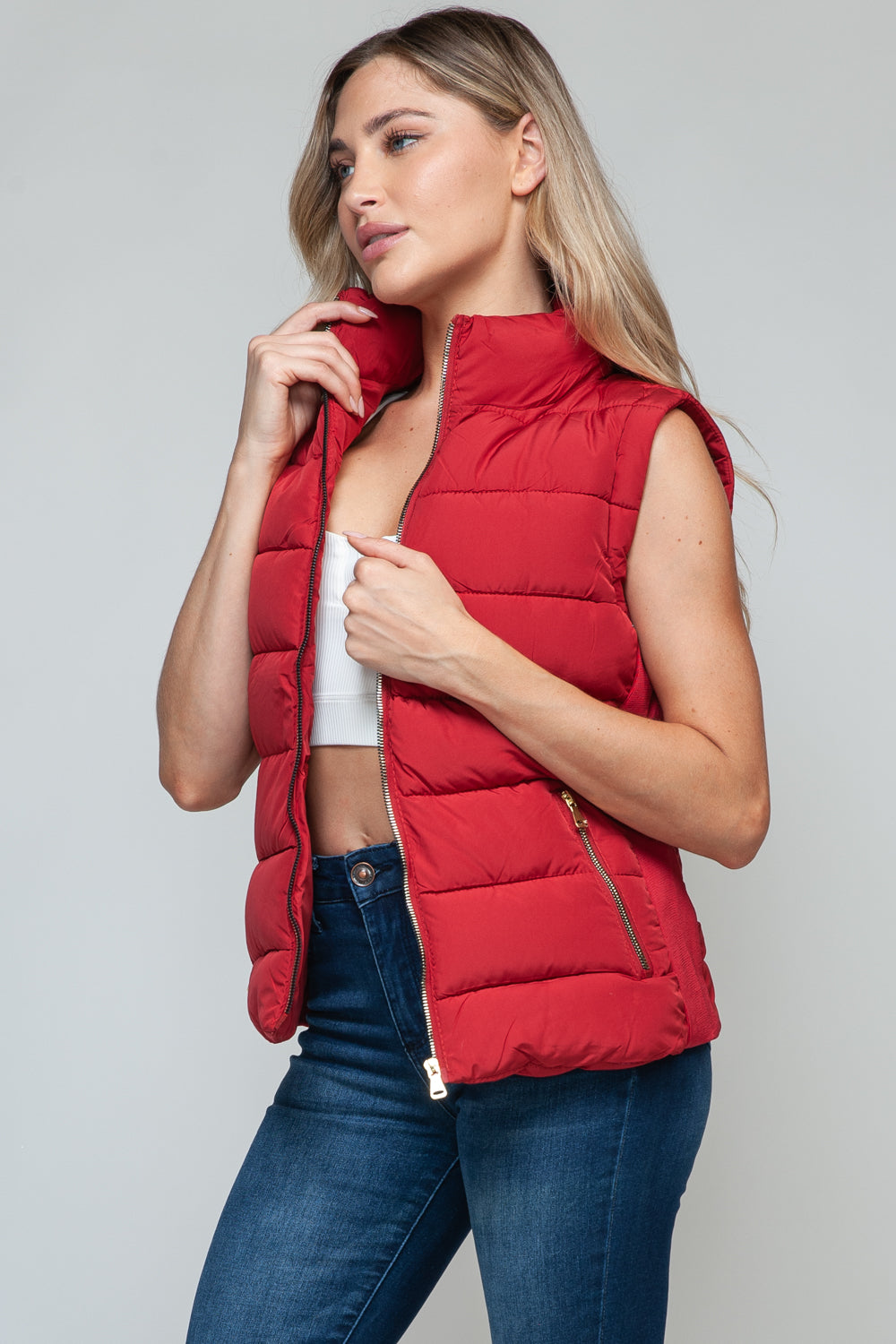 Snobbish Zip Up Turtleneck Vest with Pockets  Trendsi   