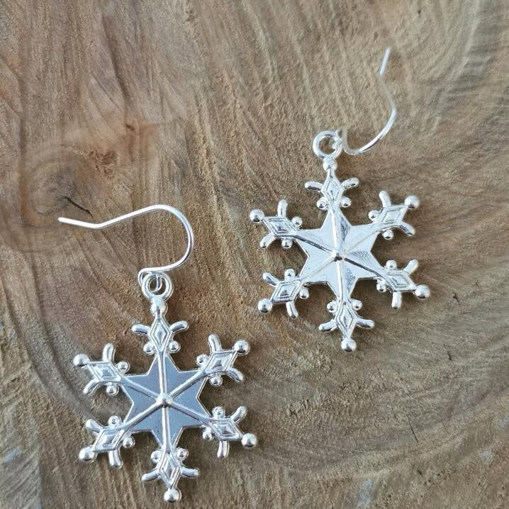 Silver-Plated Snowflakes Earrings  Trendsi   