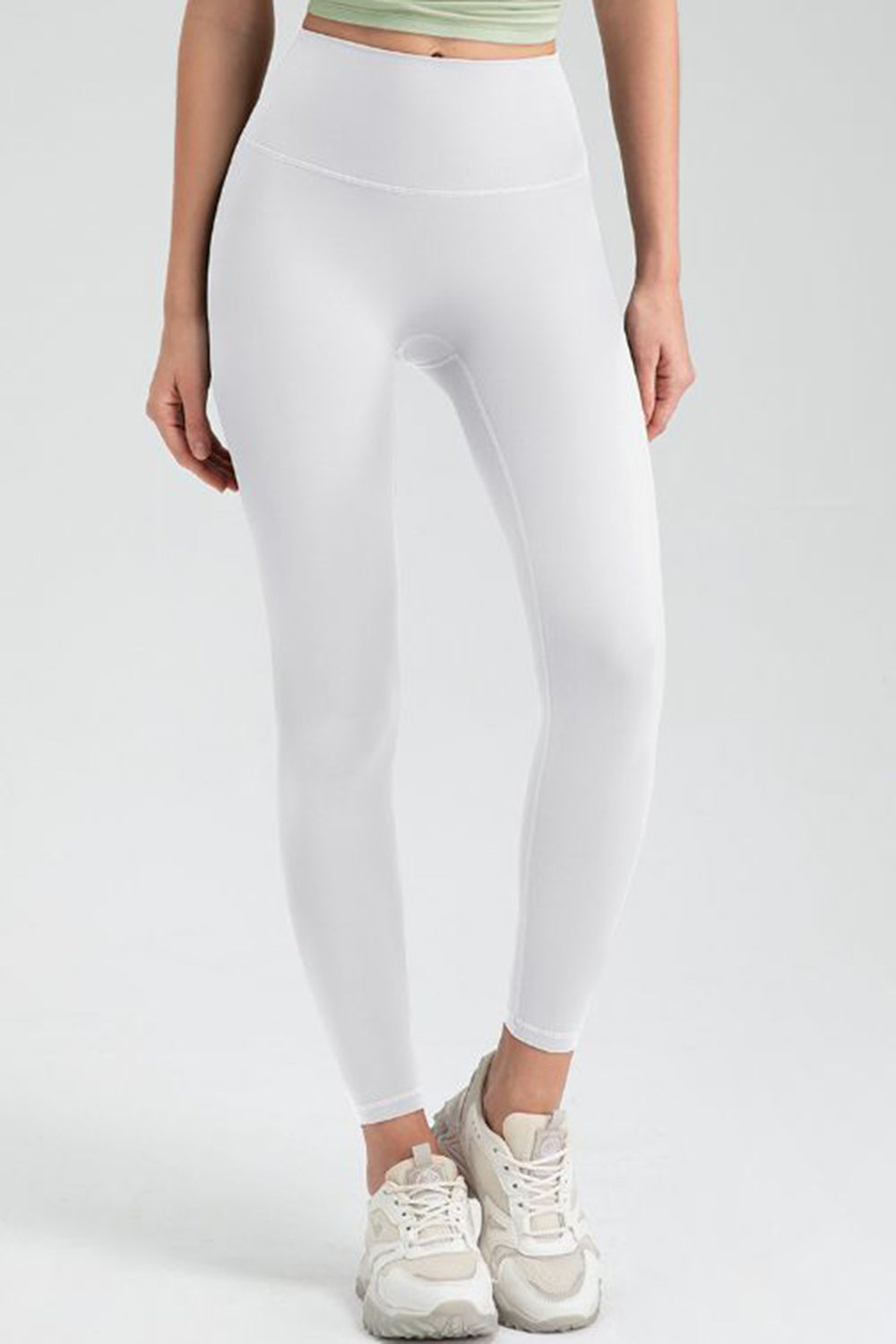 Wide Waistband High Waist Sport Leggings  Trendsi White S 