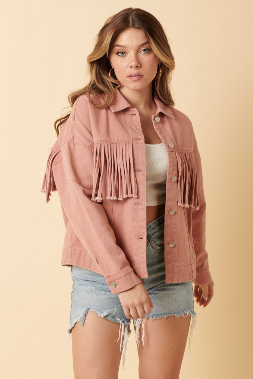 Mittoshop Fringe Detail Cotton Twill Jacket  Trendsi   