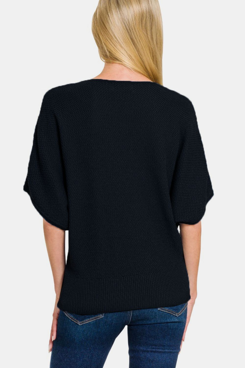 Zenana V-Neck Short Sleeve Dolman Sweater  Trendsi   