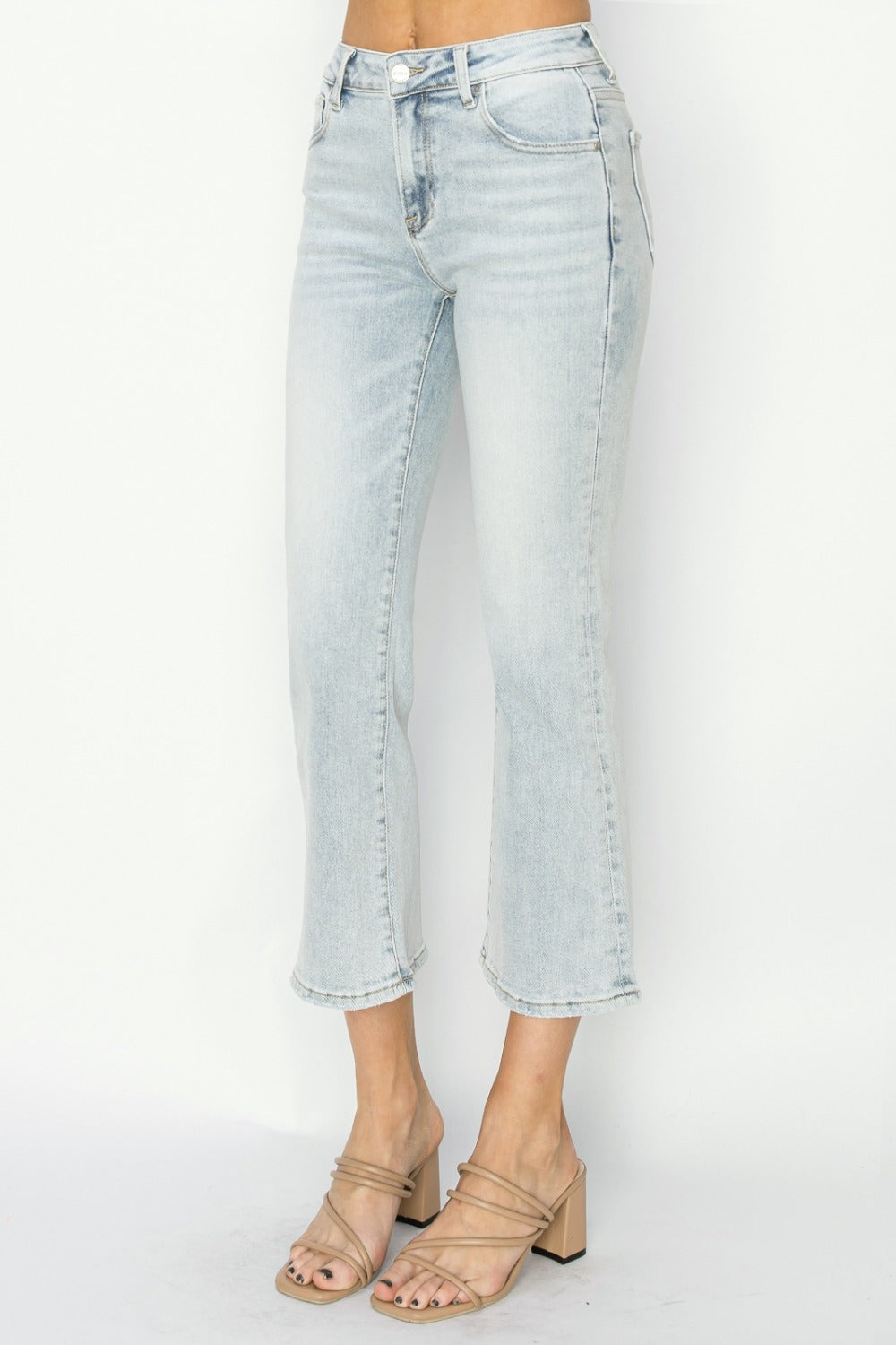 RISEN Full Size Mid Rise Cropped Flare Jeans Luxe Trendsi   