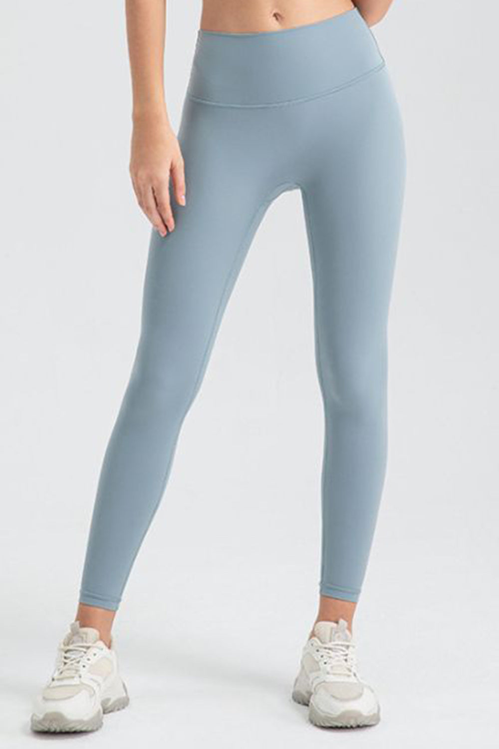 Wide Waistband Sport Leggings  Trendsi Misty  Blue S 