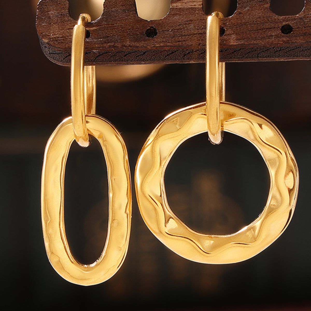 18K Gold-Plated Titanium Steel Annulus Earrings  Trendsi   