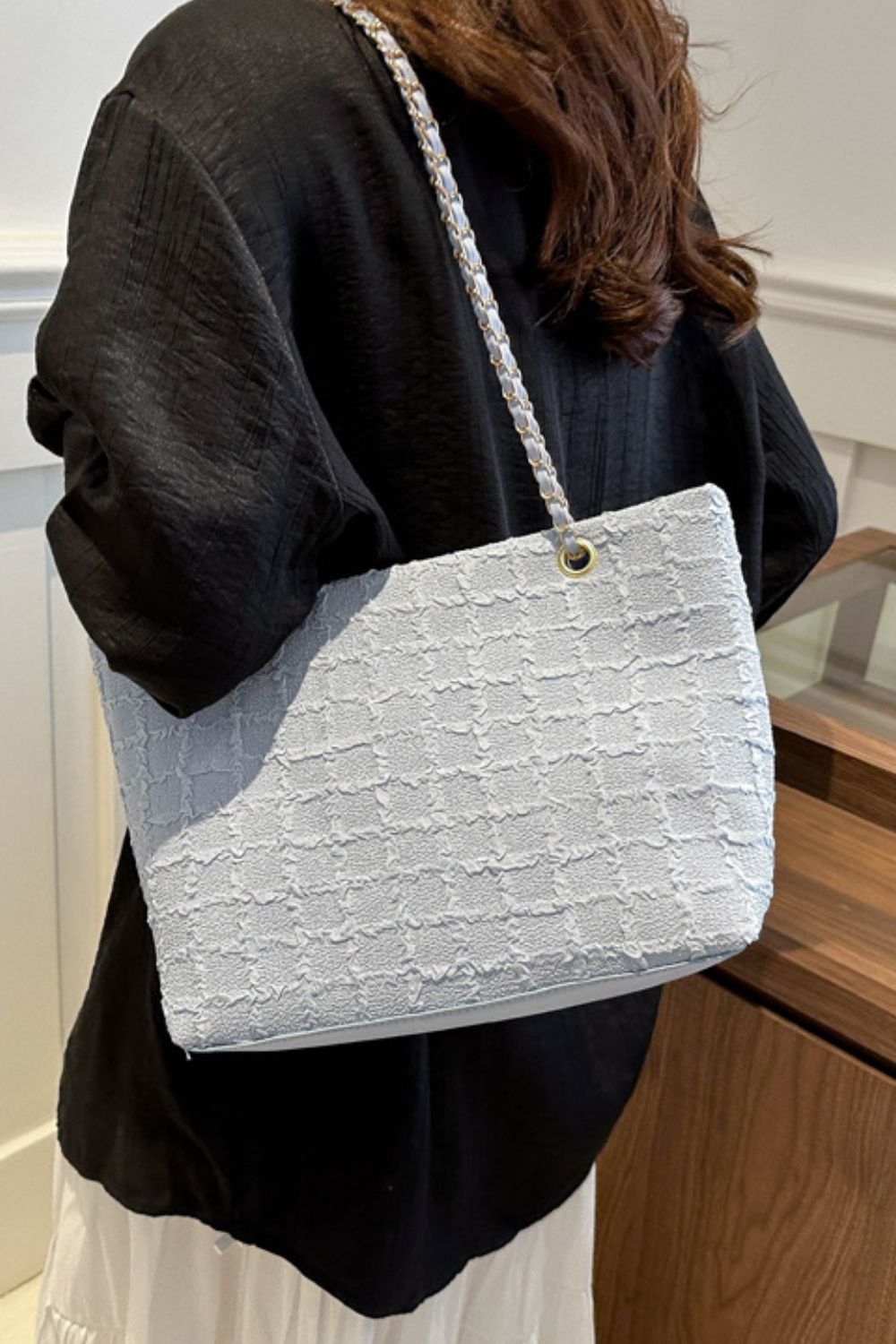 Polyester Texture Chain Tote bag Bag Trendsi   