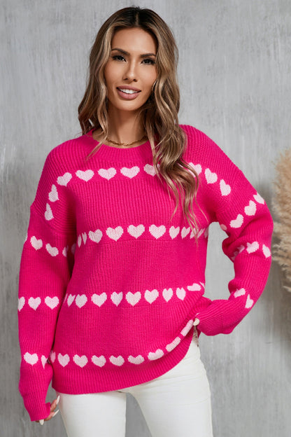 Angel Wings Heart Round Neck Long Sleeve Sweater  Trendsi   