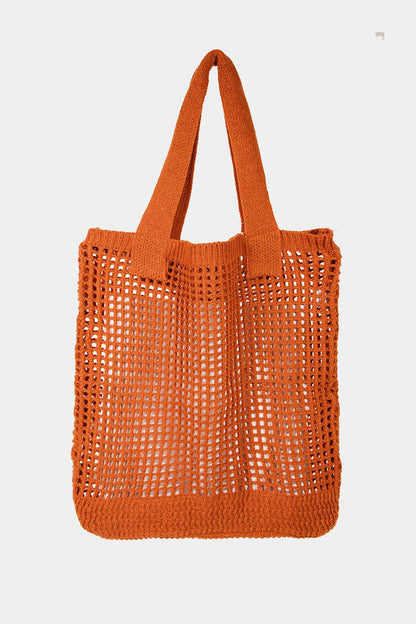 Fame Pointelle Knit Crochet Tote Bag  Trendsi Ru One Size 