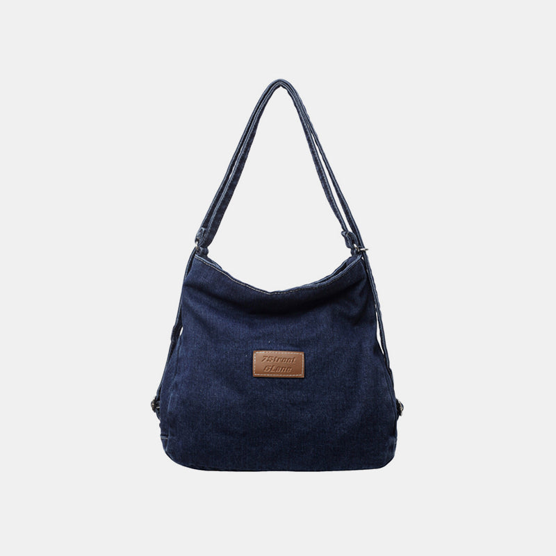 Adjustable Strap Denim Shoulder Bag  Trendsi Dark One Size 