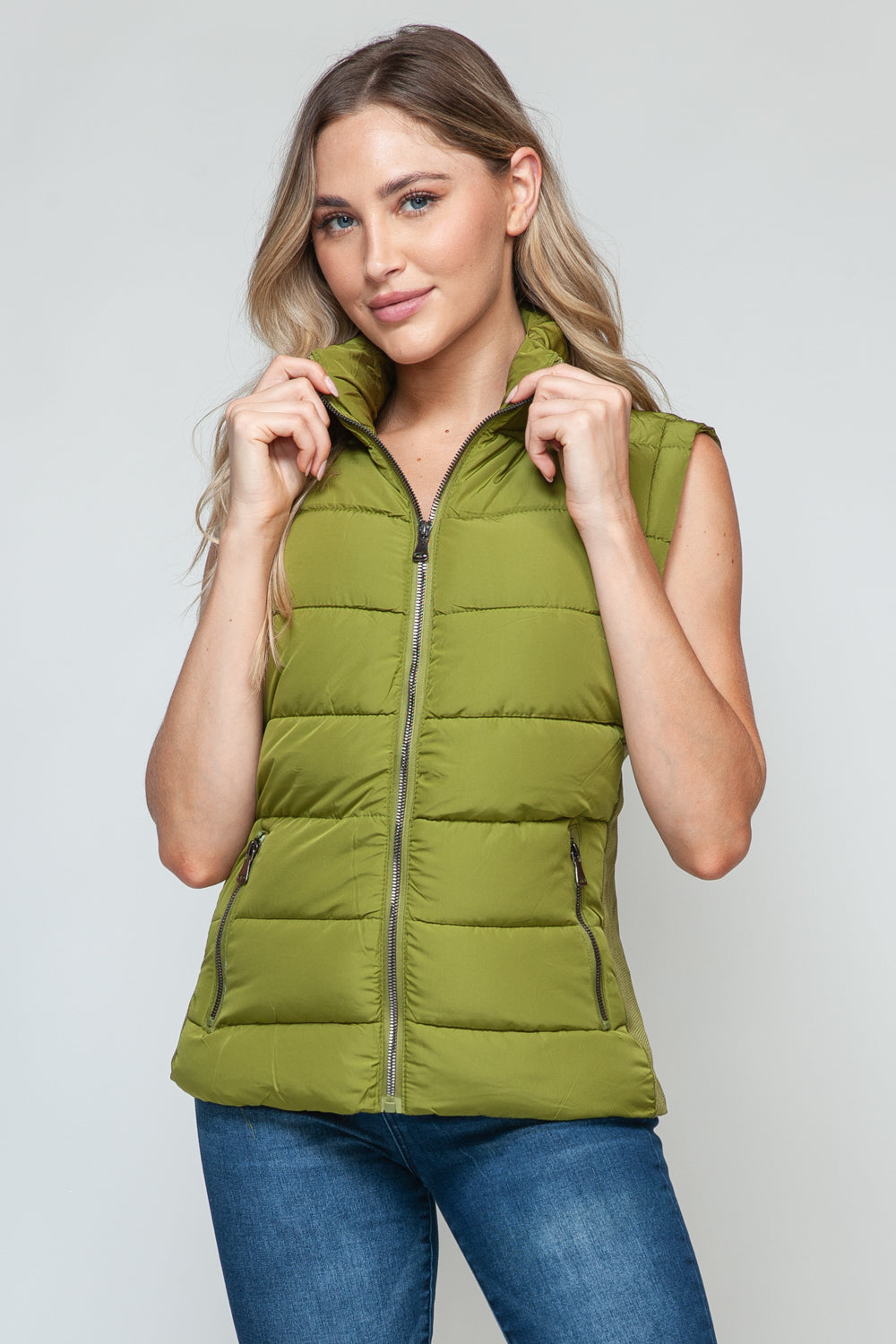 Snobbish Zip Up Turtleneck Vest with Pockets  Trendsi   