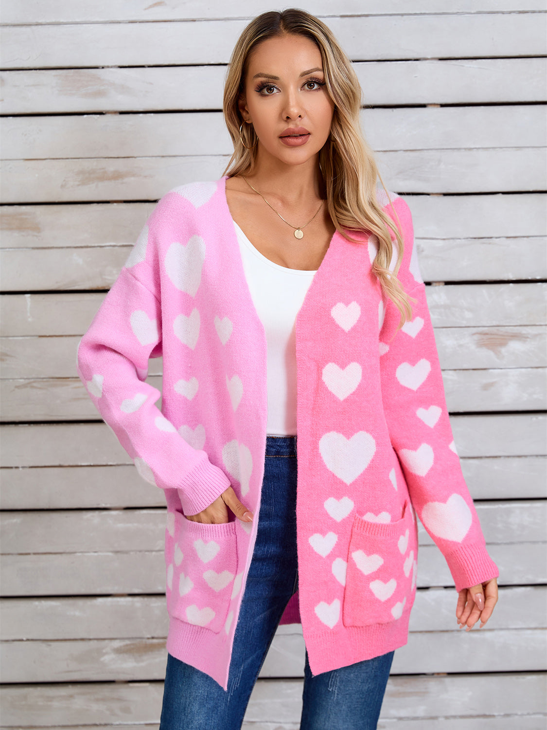 Angel Wings Heart Open Front Long Sleeve Cardigan  Trendsi   