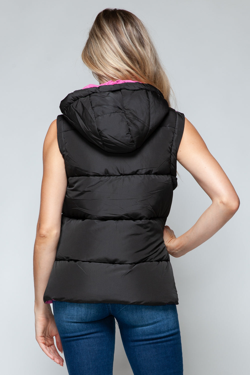 Snobbish Snap and Zip Closure Hooded Vest  Trendsi   