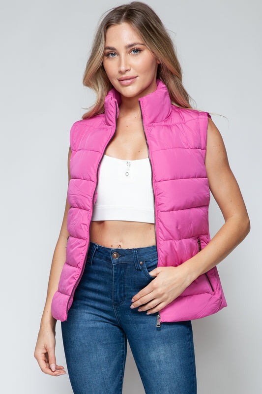 Snobbish Zip Up Turtleneck Vest with Pockets  Trendsi Rose Violet S 