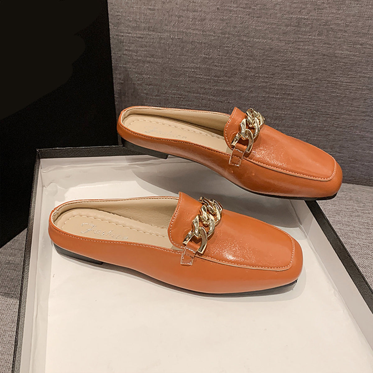 PU Leather Square Toe Flat Loafers  Trendsi   