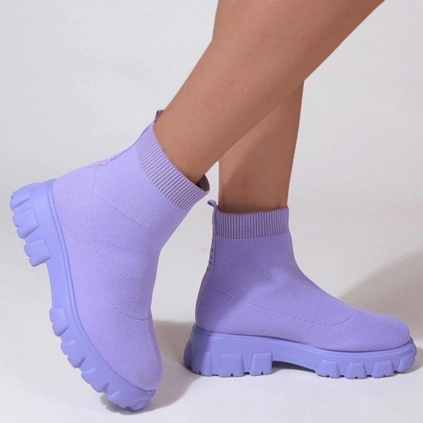 Mesh Round Toe Platform Boots  Trendsi Blue Purple 35(US4) 