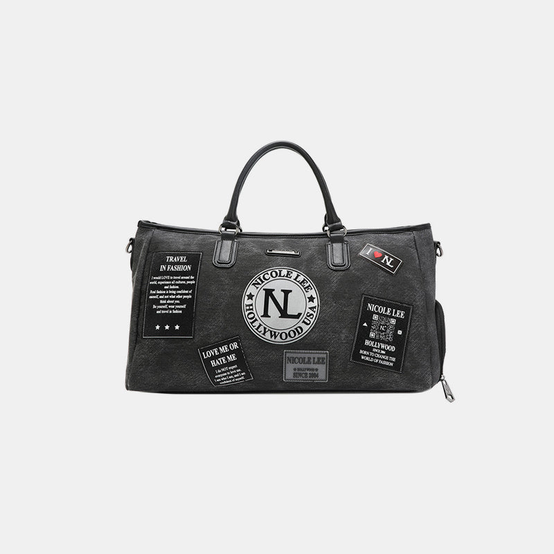 Nicole Lee USA Denim Patch Duffel  Trendsi Gray One Size 