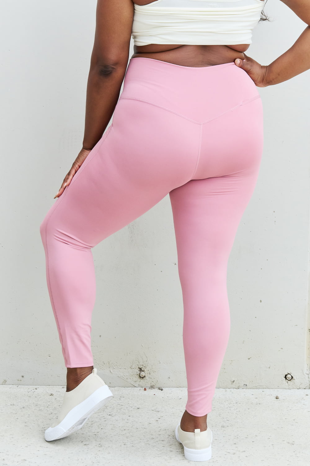 Zenana Fit For You Full Size High Waist Active Leggings in Light Rose Sale Trendsi   