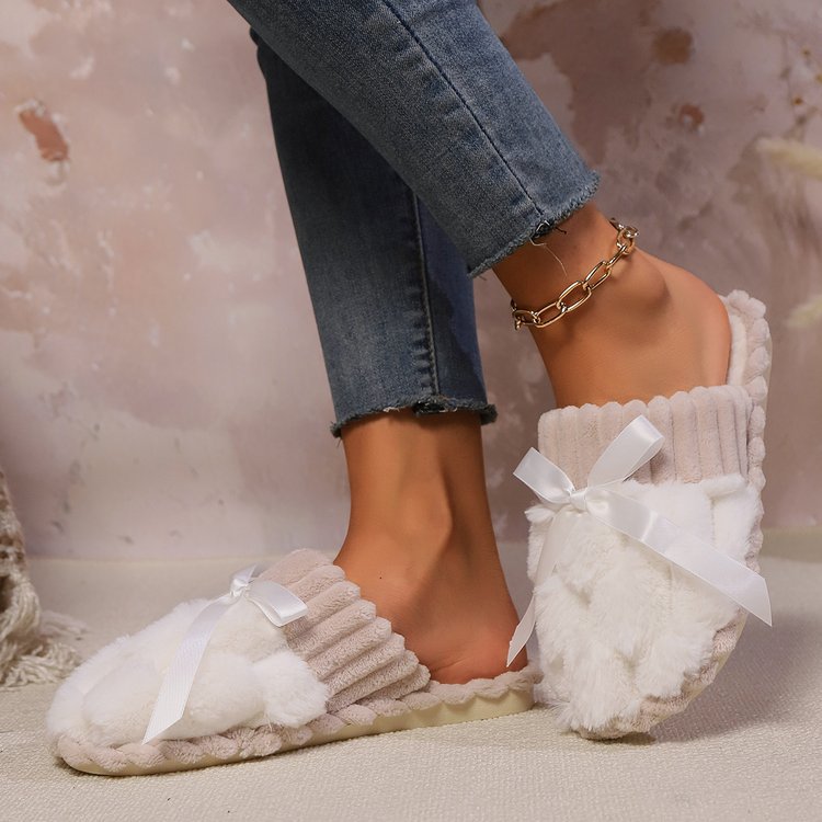 Bow Trim Contrast Slippers  Trendsi   