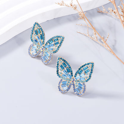 Alloy Inlaid Rhinestone Butterfly Earrings Earrings Trendsi   