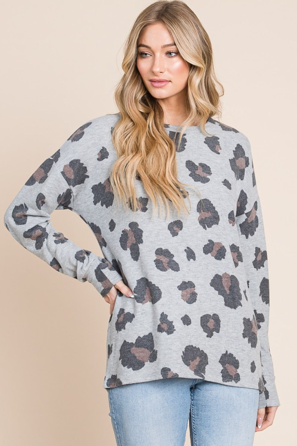 BOMBOM Leopard Drop Shoulder T-Shirt  Trendsi   