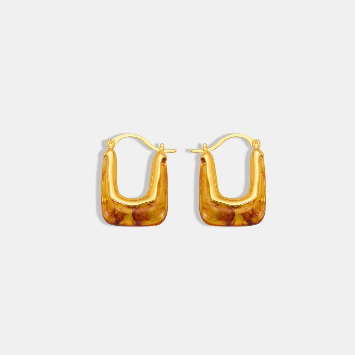 Resin Copper U Shape Earrings  Trendsi Gold One Size 