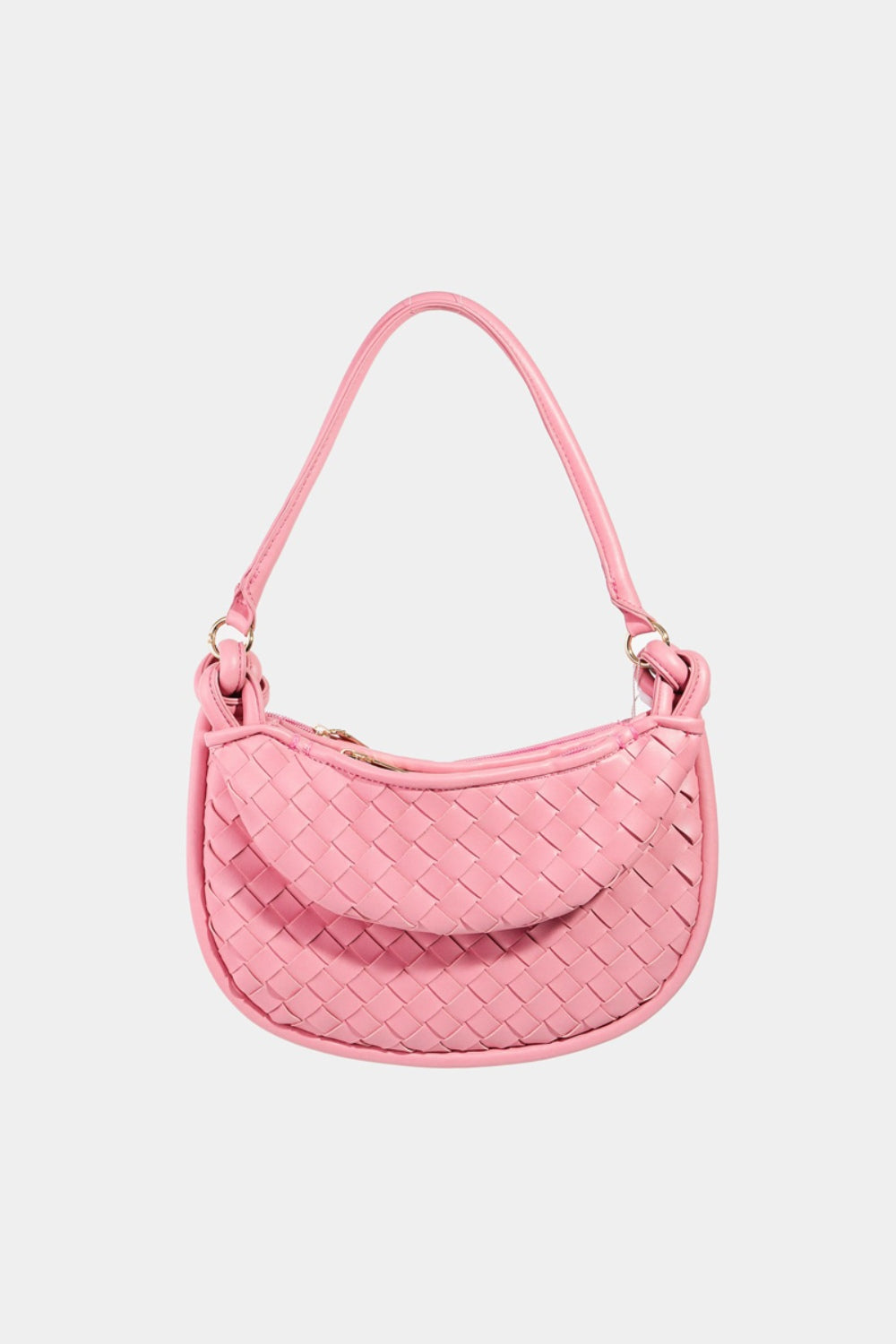 Fame PU Leather Basket Weave Half Moon Bag