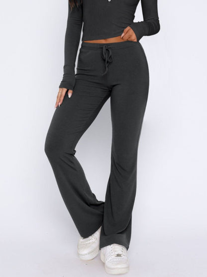 V-Neck Long Sleeve Top and Pants Set  Trendsi   