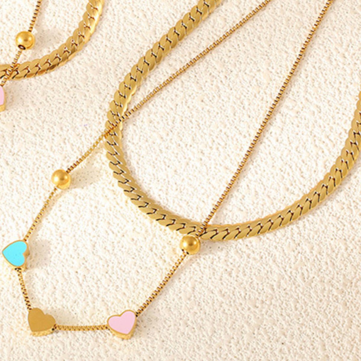 18K Gold-Plated Double Layered Heart Necklace  Trendsi   