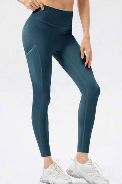 High Waist Slim Fit Long Sports Pants  Trendsi Deep Teal 2/XS 