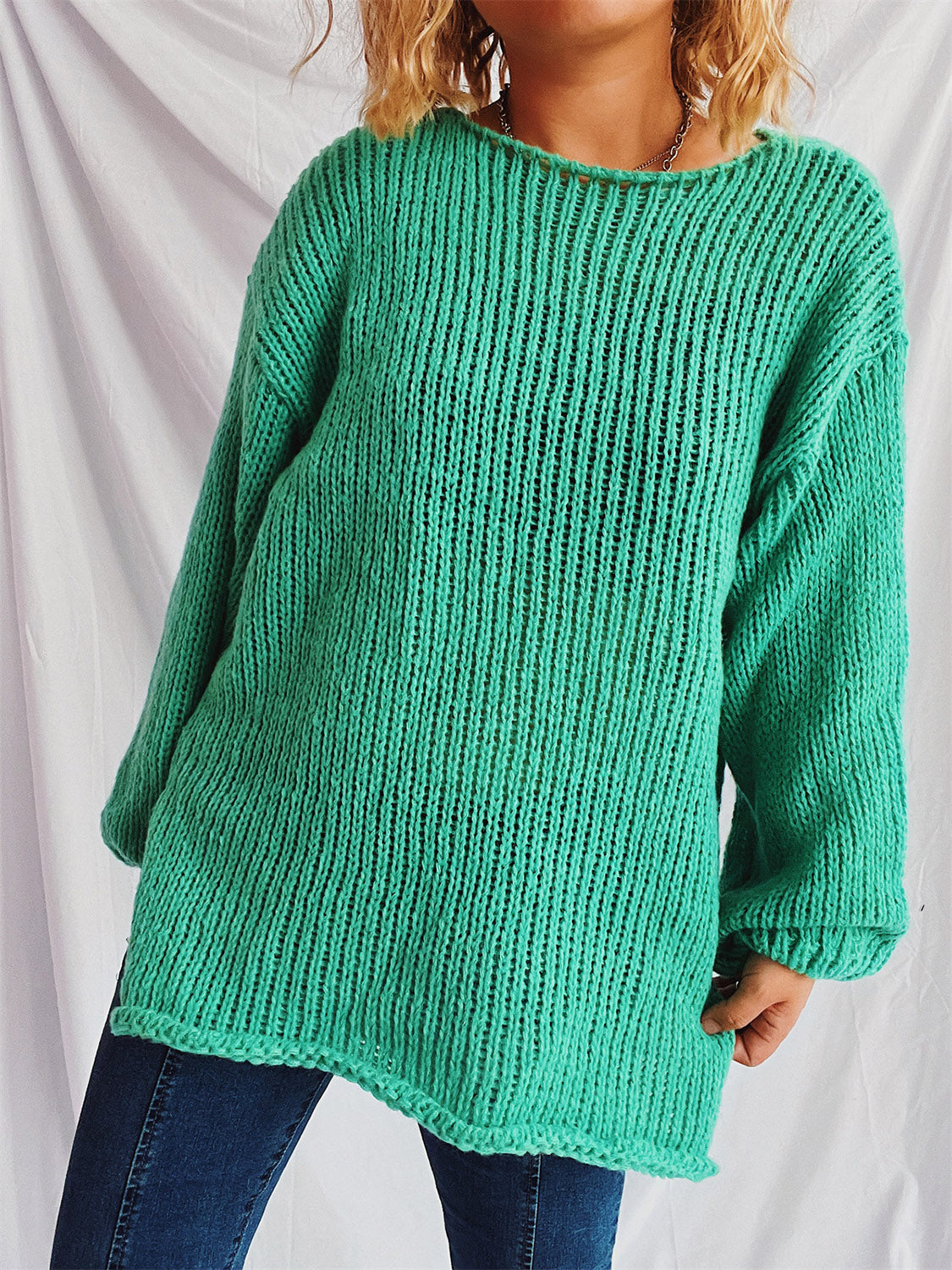 Boat Neck Dropped Shoulder Sweater  Trendsi   