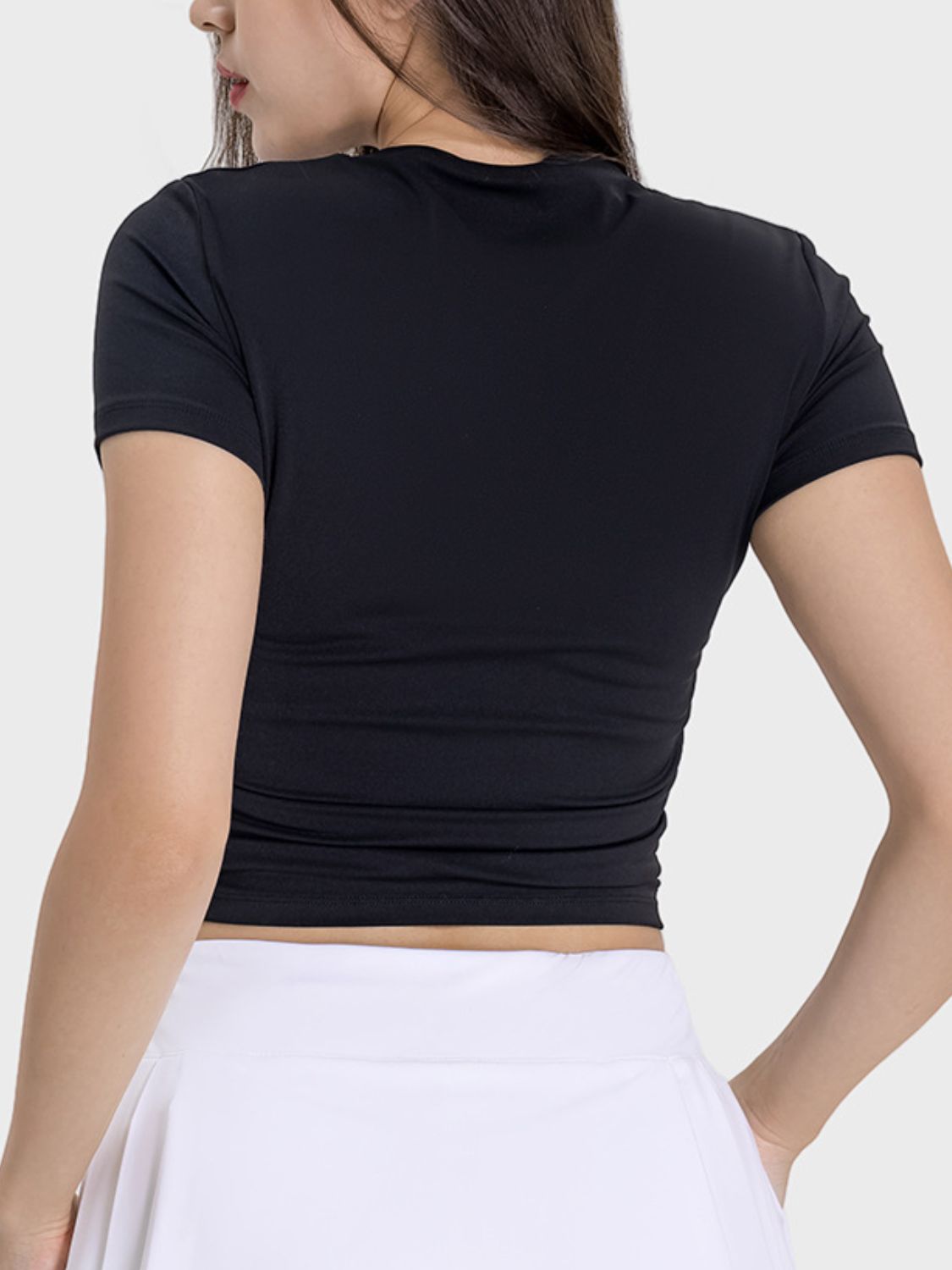 Millennia Ruched Round Neck Short Sleeve Active T-Shirt  Trendsi   