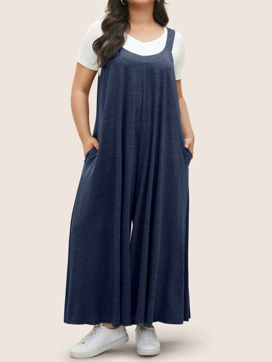 Full Size Pocketed Wide Leg Overalls  Trendsi   