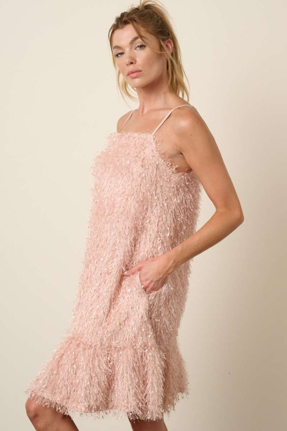 Mittoshop Feather Ruffle Hem Mini Cami Dress  Trendsi   