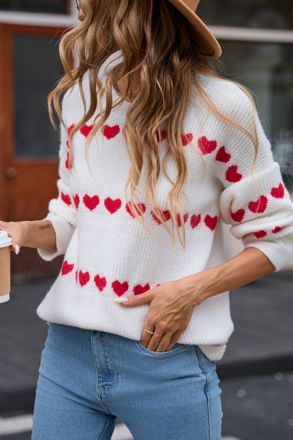 Angel Wings Heart Round Neck Long Sleeve Sweater  Trendsi   