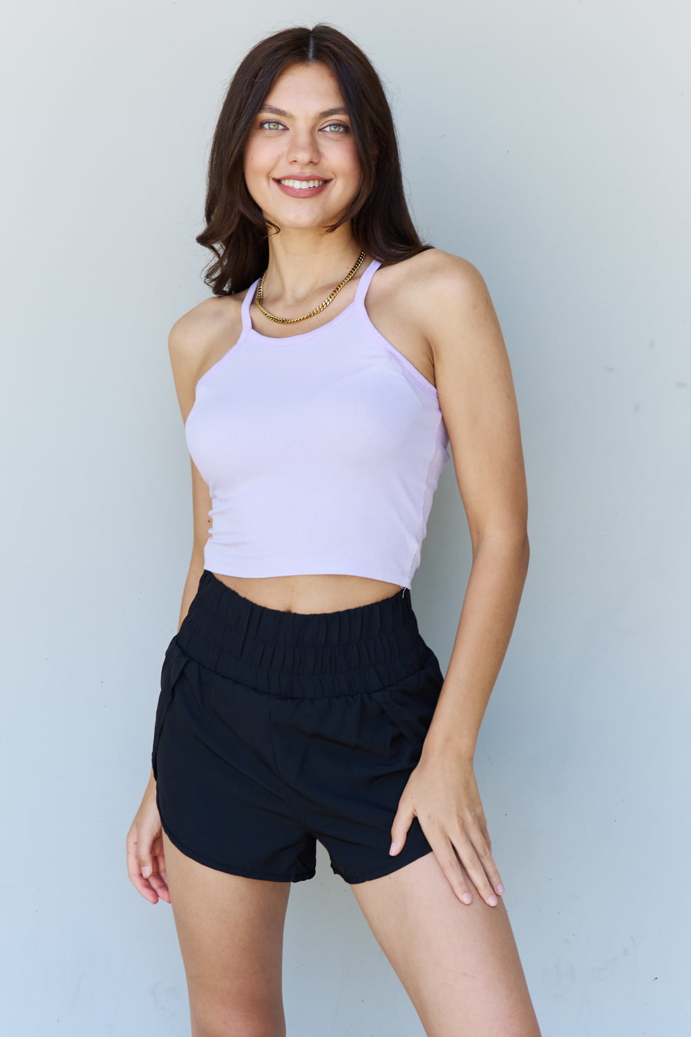 Ninexis Everyday Staple Soft Modal Short Strap Ribbed Tank Top in Lavender Sale Trendsi Lavender S 