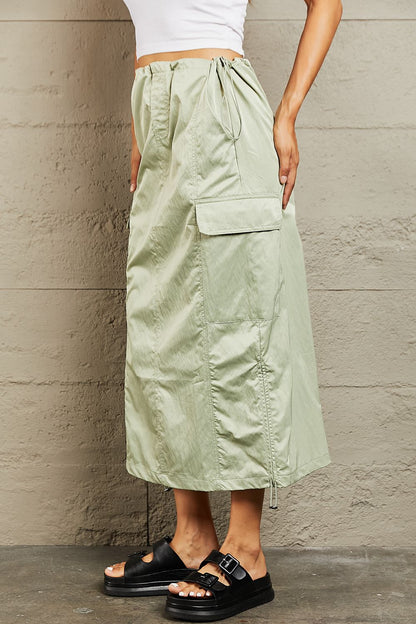 HYFVE Just In Time High Waisted Cargo Midi Skirt  Trendsi   