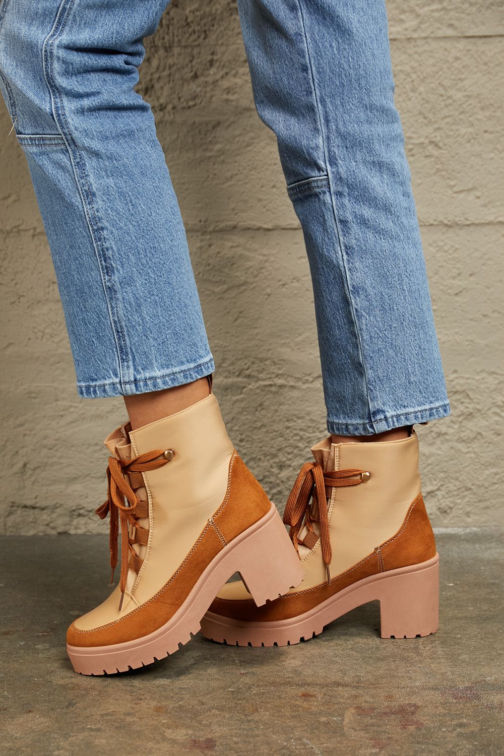 East Lion Corp Lace Up Lug Booties  Trendsi   