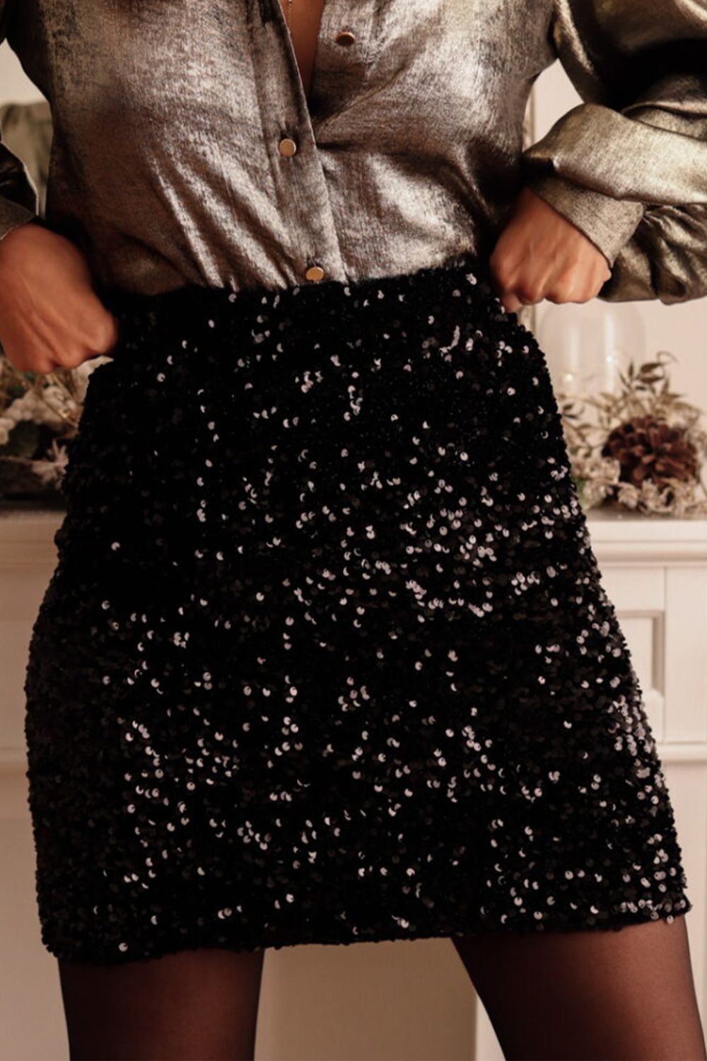 Sequin Mini Skirt  Trendsi   