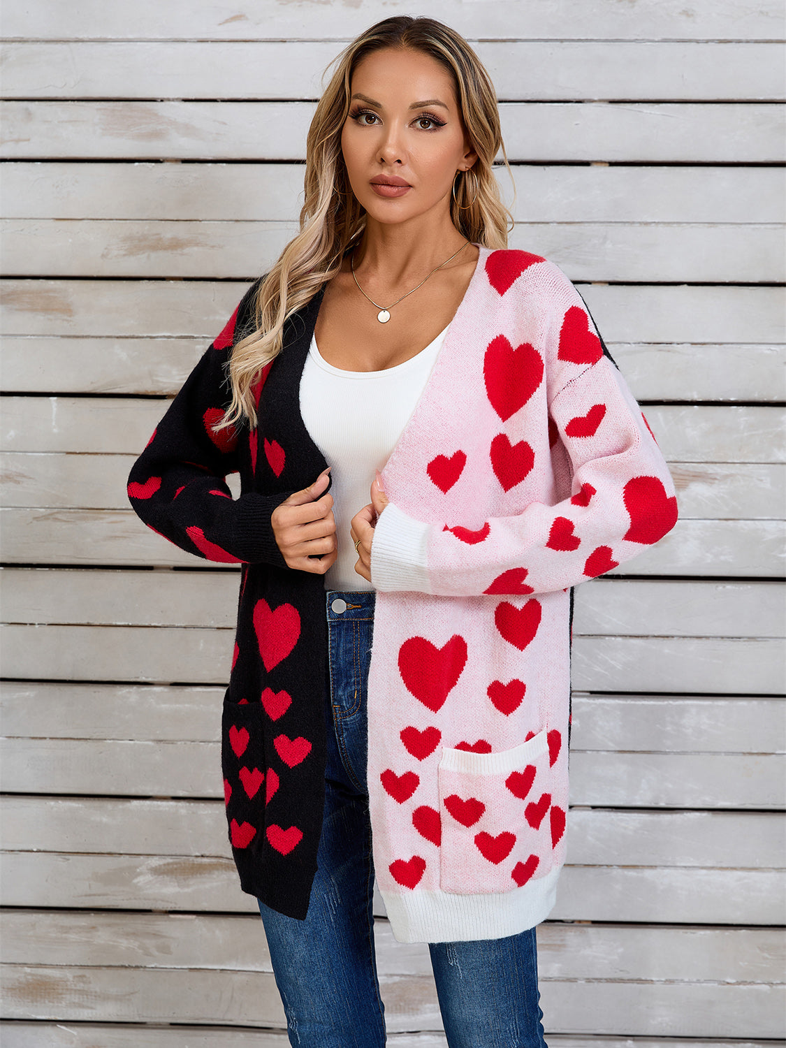 Angel Wings Heart Open Front Long Sleeve Cardigan  Trendsi   