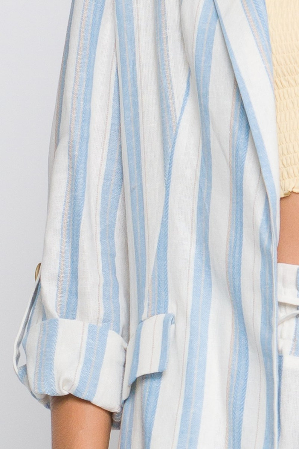 Love Tree Linen Woven Striped Blazer  Trendsi   