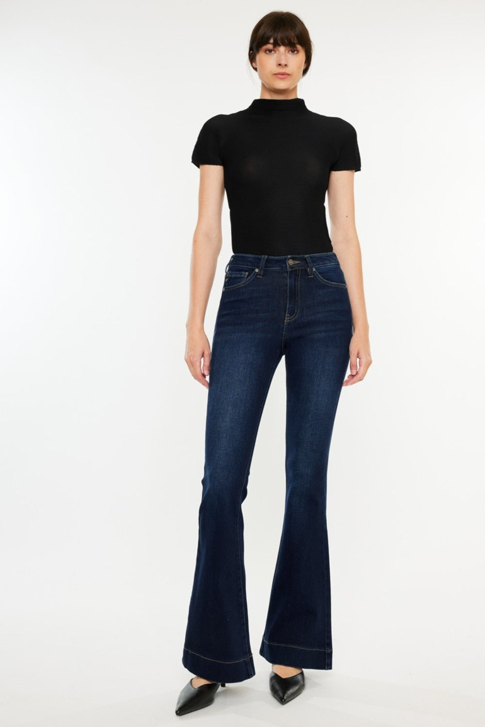 Kancan High Rise Slim Flare Jeans  Trendsi Dark 1 