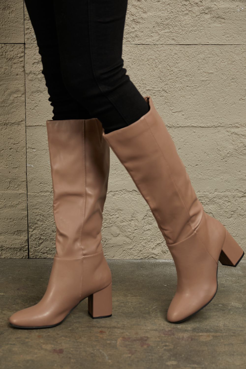 East Lion Corp Block Heel Knee High Boots  Trendsi   