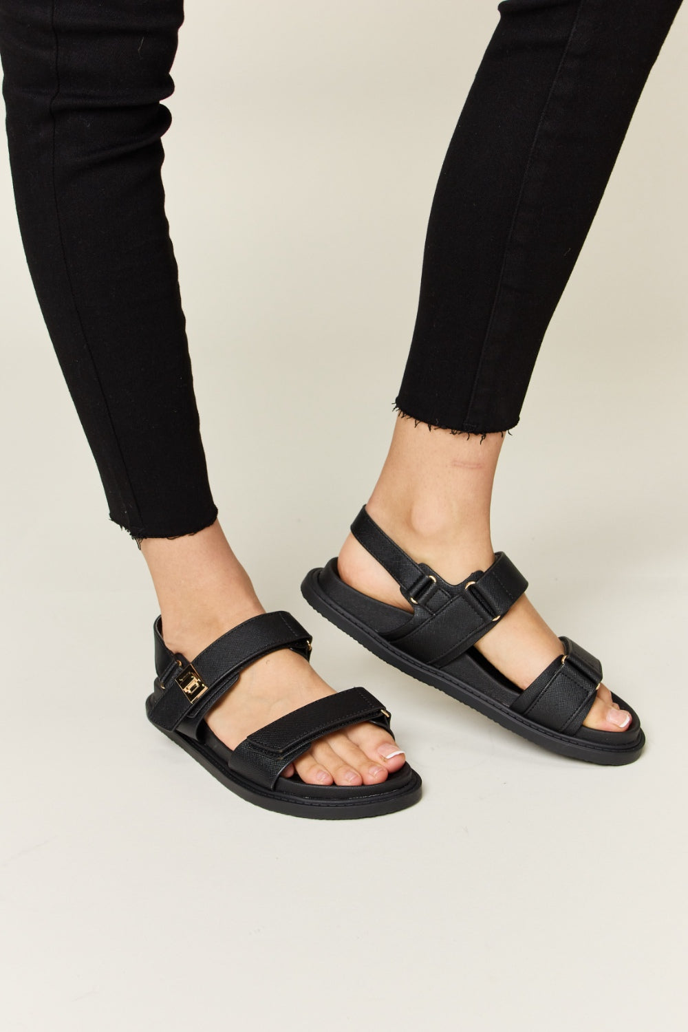 WILD DIVA Velcro Double Strap Slingback Sandals  Trendsi   